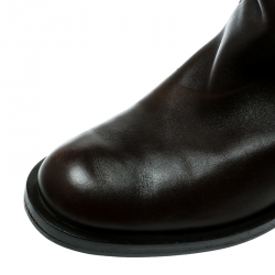 Pre Owned Gucci  Black Leather GG Running Riding Knee Boots Size 40