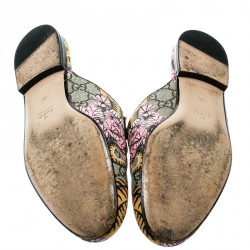 Pre Owned Gucci Begie Tiger Print GG Supreme Canvas Princetown Mules Size 39