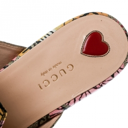 Pre Owned Gucci Begie Tiger Print GG Supreme Canvas Princetown Mules Size 39