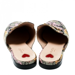 Pre Owned Gucci Begie Tiger Print GG Supreme Canvas Princetown Mules Size 39