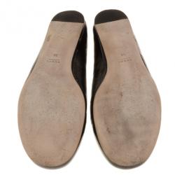 Pre Owned Gucci Black Patent GG Studded Ballet Flats Size 38