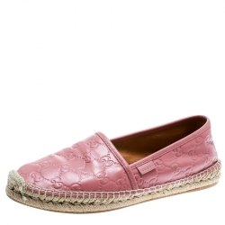 Pre Owned Gucci Rose Pink Guccissima Leather Espadrilles Size 40