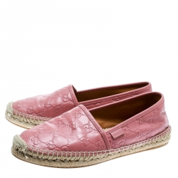 Pre Owned Gucci Rose Pink Guccissima Leather Espadrilles Size 40