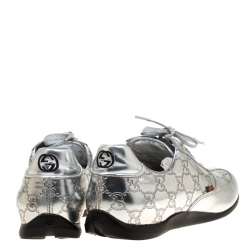  Gucci Silver Guccissima Leather Sneakers Size 39