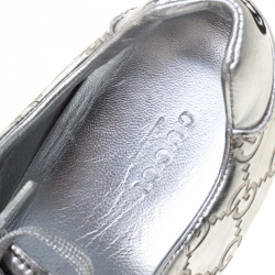  Gucci Silver Guccissima Leather Sneakers Size 39