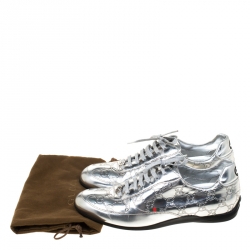  Gucci Silver Guccissima Leather Sneakers Size 39