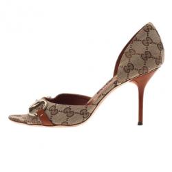 Pre Owned حذاء غوتشي هوليوود دورسي هورسبت كانفاس GG مقاس 38