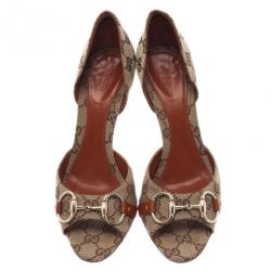 Pre Owned حذاء غوتشي هوليوود دورسي هورسبت كانفاس GG مقاس 38