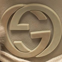 Gucci Beige Guccissima Leather Cada Fur Trim High Top Sneakers Size 39