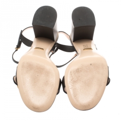 مملوكة مسبقًا Gucci Black Leather Marmont Ankle Strap Sandals Size 40