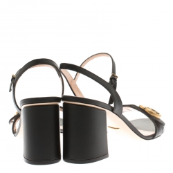 مملوكة مسبقًا Gucci Black Leather Marmont Ankle Strap Sandals Size 40