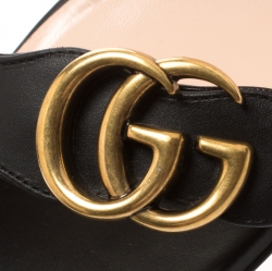 مملوكة مسبقًا Gucci Black Leather Marmont Ankle Strap Sandals Size 40