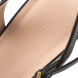 مملوكة مسبقًا Gucci Black Leather Marmont Ankle Strap Sandals Size 40