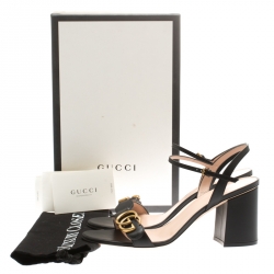 مملوكة مسبقًا Gucci Black Leather Marmont Ankle Strap Sandals Size 40