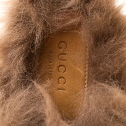 مملوكة مسبقًا Gucci Multicolor Floral Brocade And Fur Lined Princetown Flat Mule Loafers Size 38