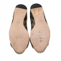 مملوكة مسبقًا Gucci Navy Blue GG Supreme Canvas Crystal Hysteria Ballet Flats Size 35.5