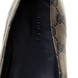 مملوكة مسبقًا Gucci Navy Blue GG Supreme Canvas Crystal Hysteria Ballet Flats Size 35.5