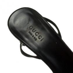 مملوكة مسبقًا Gucci Black Suede Crystal Ankle Strap Sandals Size 36
