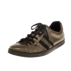 Pre Owned Gucci Guccissima Crystal Sneakers Size 39.5