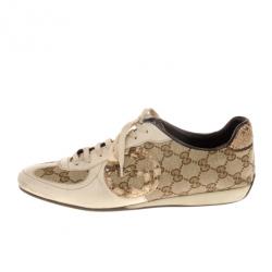 Pre Owned Gucci Guccissima Canvas Sneakers Size 40