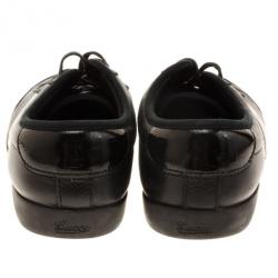 Gucci Black Leather Web Detail Sneakers Size 40