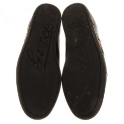 Gucci Black Leather Web Detail Sneakers Size 40