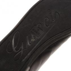 Gucci Black Leather Web Detail Sneakers Size 40