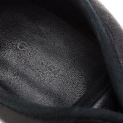 Gucci Black Leather Web Detail Sneakers Size 40