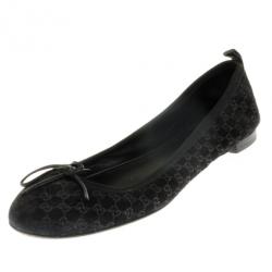 مملوكة مسبقًا Gucci Black Suede Microguccissima Ali Ballet Flats Size 39.5