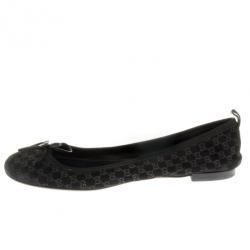 مملوكة مسبقًا Gucci Black Suede Microguccissima Ali Ballet Flats Size 39.5