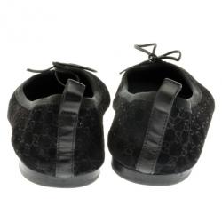 مملوكة مسبقًا Gucci Black Suede Microguccissima Ali Ballet Flats Size 39.5