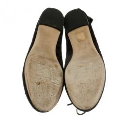 مملوكة مسبقًا Gucci Black Suede Microguccissima Ali Ballet Flats Size 39.5