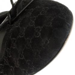 مملوكة مسبقًا Gucci Black Suede Microguccissima Ali Ballet Flats Size 39.5