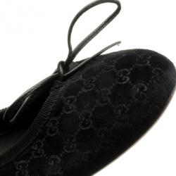 مملوكة مسبقًا Gucci Black Suede Microguccissima Ali Ballet Flats Size 39.5
