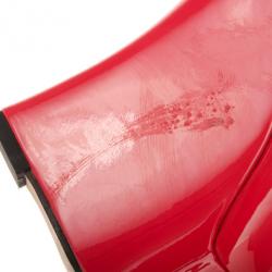 Pre Owned Gucci Coral Patent ‘Sofia’ Platform Slingback Wedges Sandals Size 37.5