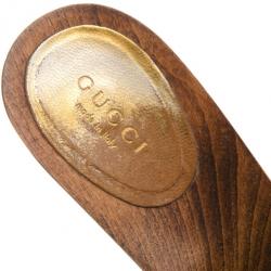 مملوكة مسبقًا Gucci Gold Metallic Leather Icon Bit Clogs Size 38