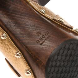 مملوكة مسبقًا Gucci Gold Metallic Leather Icon Bit Clogs Size 38