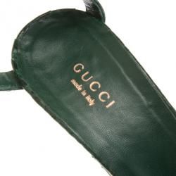 Pre Owned Gucci Green Cyclamin Python Platform Sandals Size 37.5