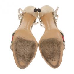 مملوكة مسبقًا Gucci Web Detail Ankle Strap Sandals Size 37.5