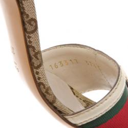 مملوكة مسبقًا Gucci Web Detail Ankle Strap Sandals Size 37.5