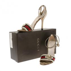 مملوكة مسبقًا Gucci Web Detail Ankle Strap Sandals Size 37.5