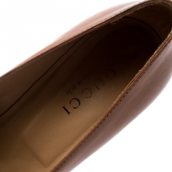 Pre Owned Gucci Beige Leather Buckle Detail Loafer Pumps Size 38