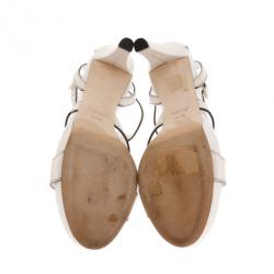 Pre Owned Gucci White Leather Icon Bit Platform Sandals Size 37.5