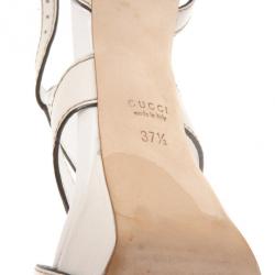 Pre Owned Gucci White Leather Icon Bit Platform Sandals Size 37.5