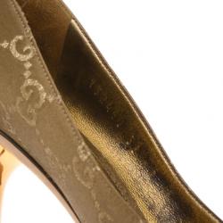 Pre Owned Gucci Brown Guccissima Horsebit Peep Toe Pumps Size 38