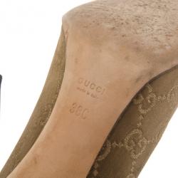 Pre Owned Gucci Brown Guccissima Horsebit Peep Toe Pumps Size 38