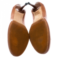 مملوكة مسبقًا حذاء كعب عالي غوتشي لوفر هورسبيت ميس بامبو جلد بني مقاس 36