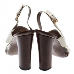 Pre Owned Gucci White Leather Alyssa Horsebit Ankle Strap Sandals Size 36.5