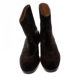 Pre Owned Gucci Brown Suede Horsebit Detail Ankle Boots Size 41