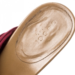 Pre Owned Gucci Burgundy Stretch Plisse Fabric Slides Size 38